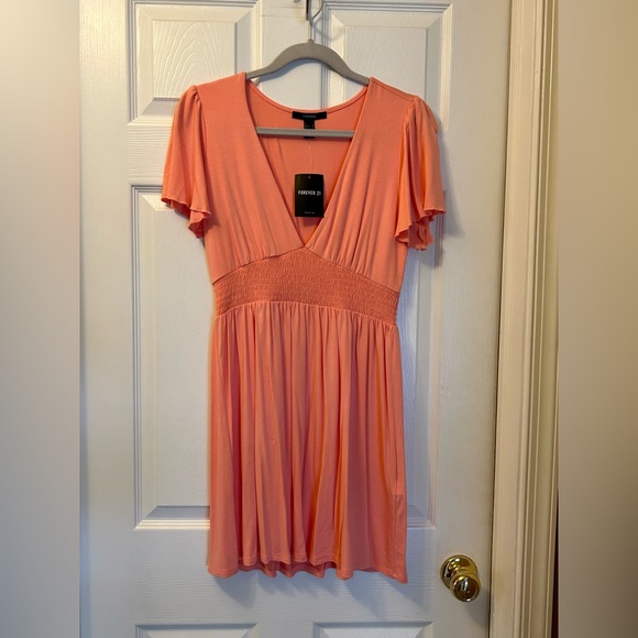 Forever 21 Coral V-Neck Dress - Picture 5 of 7